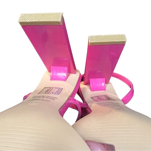 Forever 21 Hot Pink Faux Leather Square Toe Block Barbiecore Romantic Heels - Picture 10 of 13